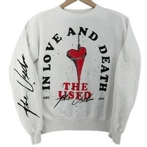 The Used In Love and Death Band Sweatshirt White SZ S Emo Tour Hardcore Scene